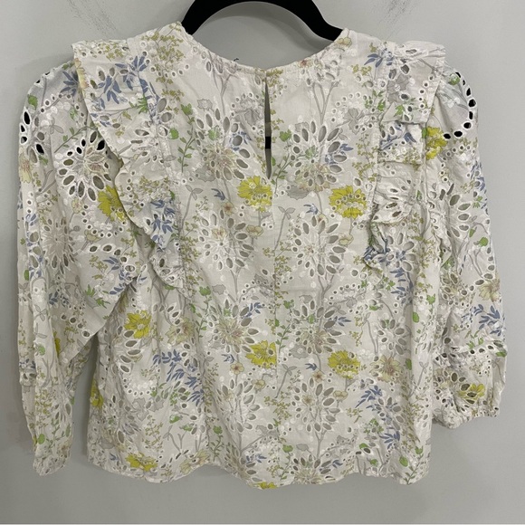 Anthropologie Greylin Piper Eyelet Lace Blouse Size XS Cottagecore Ruffled.   2 - Picture 8 of 9